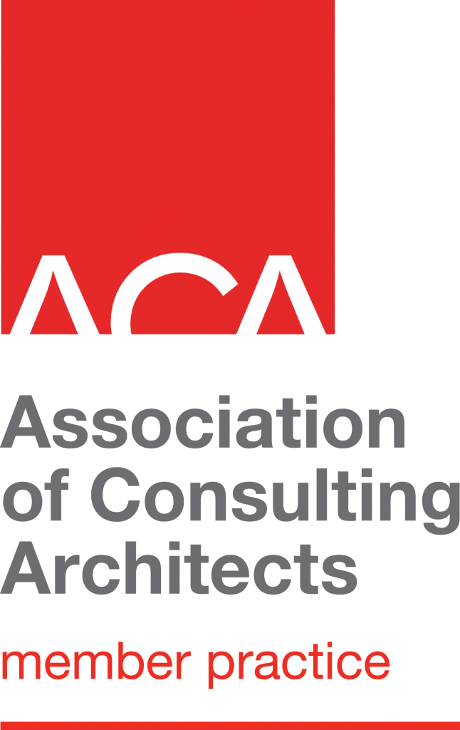 Association of Consulting Architects logo featuring a modern, red and white design