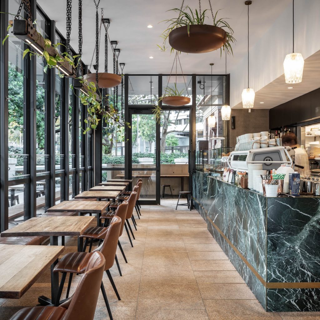 A cozy cafe interior, showcasing expert retail interior design by a leading interior designer in Canberra